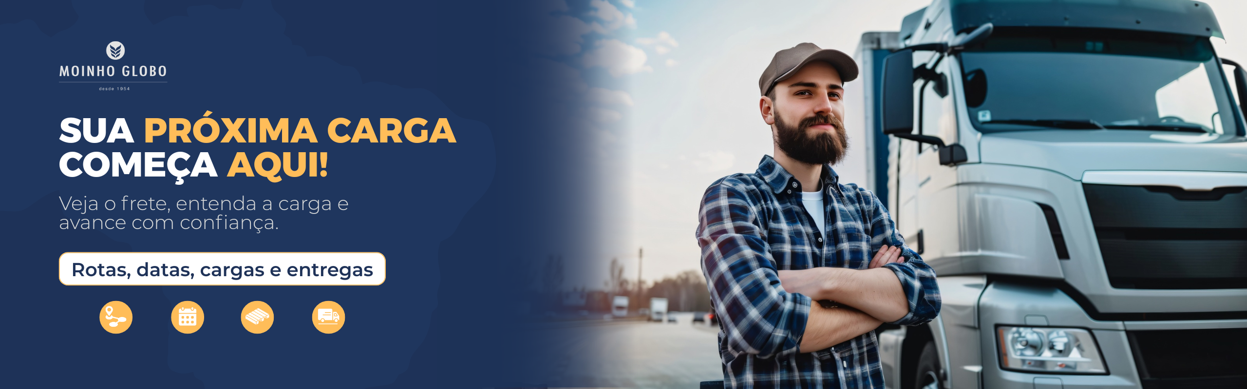 Banner do portal de fretes Moinho Globo